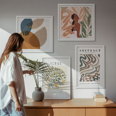 Daugiadalis paveikslas su rėmu Boho estetikos pasteliniai plakatai