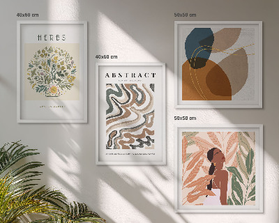 Daugiadalis paveikslas su rėmu Boho estetikos pasteliniai plakatai