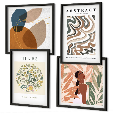 Daugiadalis paveikslas su rėmu Boho estetikos pasteliniai plakatai