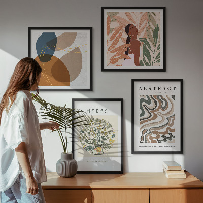 Daugiadalis paveikslas su rėmu Boho estetikos pasteliniai plakatai