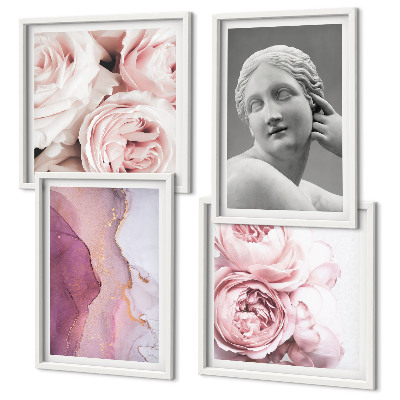4 paveikslų rinkinys su rėmais Bijūno moters skulptūra