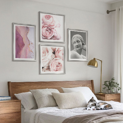 4 paveikslų rinkinys su rėmais Bijūno moters skulptūra
