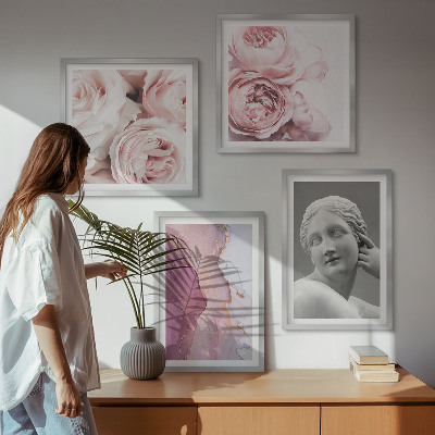 4 paveikslų rinkinys su rėmais Bijūno moters skulptūra