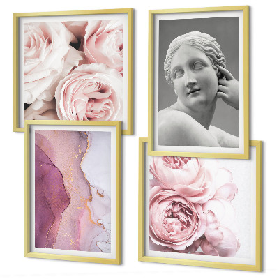 4 paveikslų rinkinys su rėmais Bijūno moters skulptūra