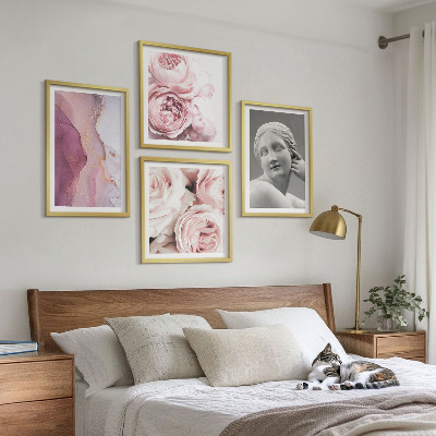 4 paveikslų rinkinys su rėmais Bijūno moters skulptūra
