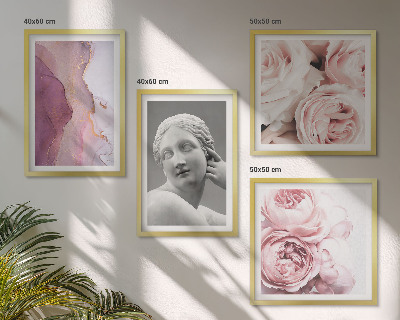 4 paveikslų rinkinys su rėmais Bijūno moters skulptūra