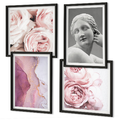 4 paveikslų rinkinys su rėmais Bijūno moters skulptūra