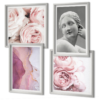 4 paveikslų rinkinys su rėmais Bijūno moters skulptūra