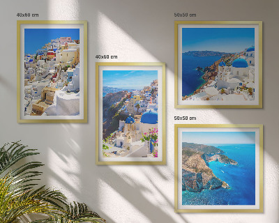 Daugiadalis paveikslas su rėmu Architektūrinis kraštovaizdis Oia Santorini Graikijoje