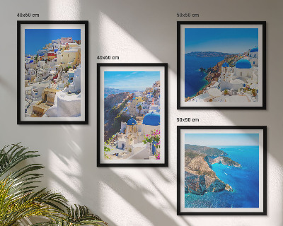 Daugiadalis paveikslas su rėmu Architektūrinis kraštovaizdis Oia Santorini Graikijoje
