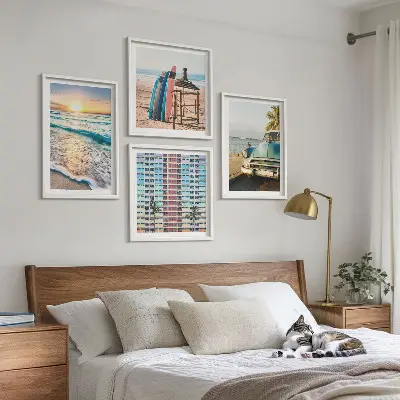 Majamio saulėlydžio vaizdai 4 paveikslų rinkinys su rėmais