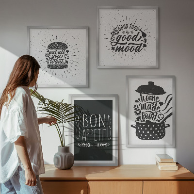 Daugiadalis paveikslas su rėmu Grafiniai maisto kulinariniai šūkiai