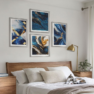 4 paveikslų rinkinys su rėmais Abstraktūs elegantiški raštai