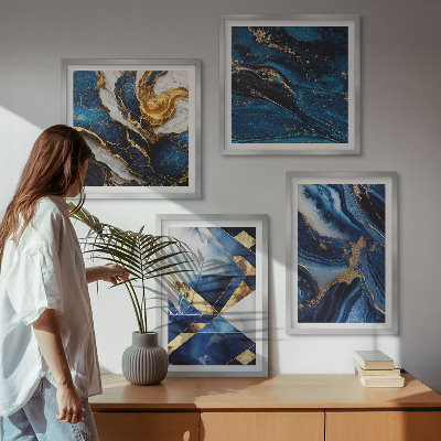 4 paveikslų rinkinys su rėmais Abstraktūs elegantiški raštai