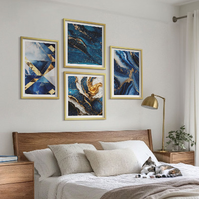 4 paveikslų rinkinys su rėmais Abstraktūs elegantiški raštai