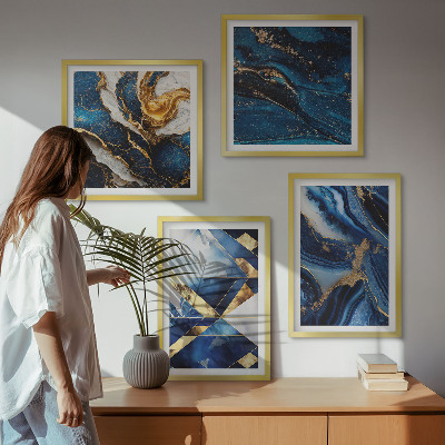 4 paveikslų rinkinys su rėmais Abstraktūs elegantiški raštai