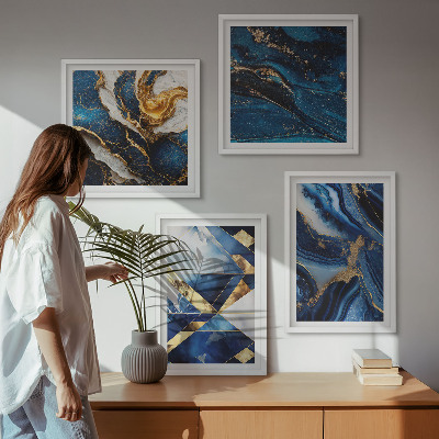 4 paveikslų rinkinys su rėmais Abstraktūs elegantiški raštai