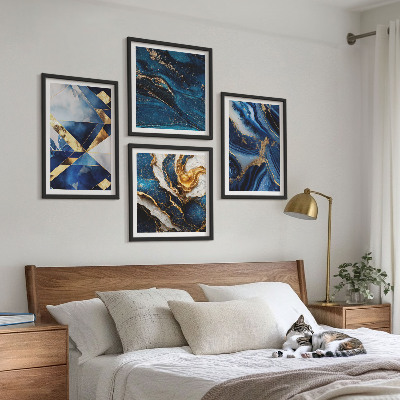 4 paveikslų rinkinys su rėmais Abstraktūs elegantiški raštai