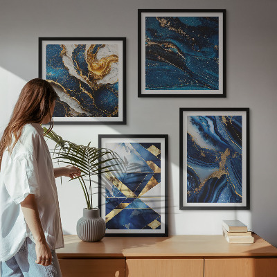 4 paveikslų rinkinys su rėmais Abstraktūs elegantiški raštai
