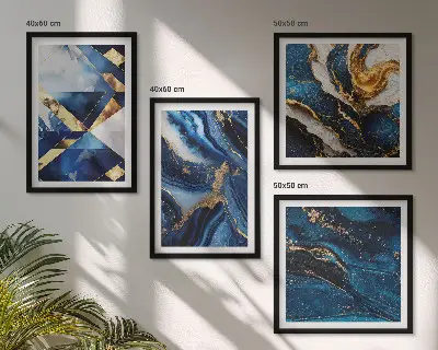 Abstraktūs elegantiški raštai 4 paveikslų rinkinys su rėmais