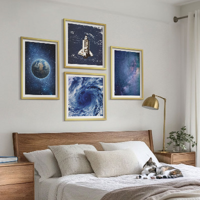 Daugiadalis paveikslas su rėmu Žemės kosmoso audros galaktika