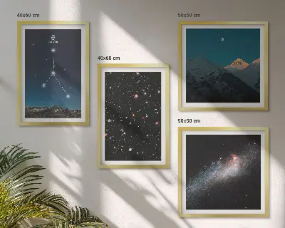Kosminė galaktika Vėžio žvaigždynas 4 paveikslų rinkinys su rėmais