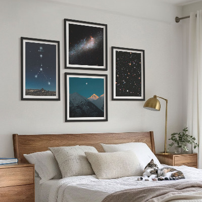 4 paveikslų rinkinys su rėmais Kosminė galaktika Vėžio žvaigždynas