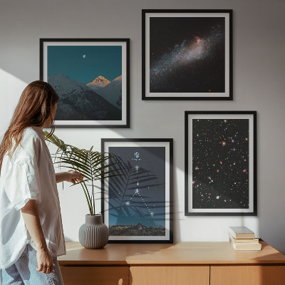 4 paveikslų rinkinys su rėmais Kosminė galaktika Vėžio žvaigždynas