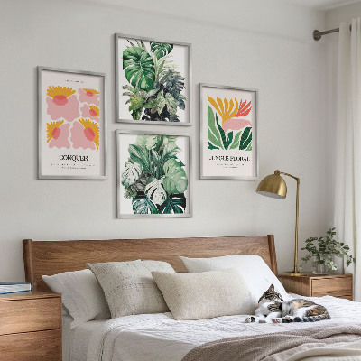 Daugiadalis paveikslas su rėmu Gėlių lapai modernūs plakatai
