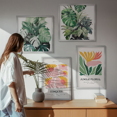 Daugiadalis paveikslas su rėmu Gėlių lapai modernūs plakatai