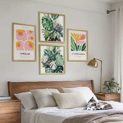 Daugiadalis paveikslas su rėmu Gėlių lapai modernūs plakatai