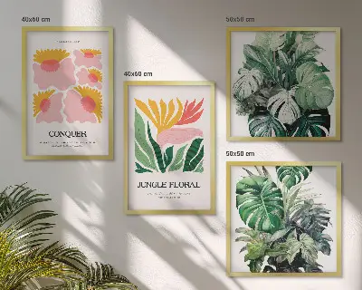 Daugiadalis paveikslas su rėmu modernūs gėlių lapų plakatai