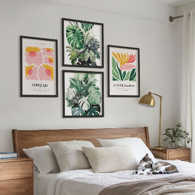 Daugiadalis paveikslas su rėmu Gėlių lapai modernūs plakatai