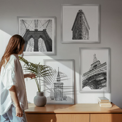 Daugiadalis paveikslas su rėmu Juodai baltas minimalizmas architektūroje