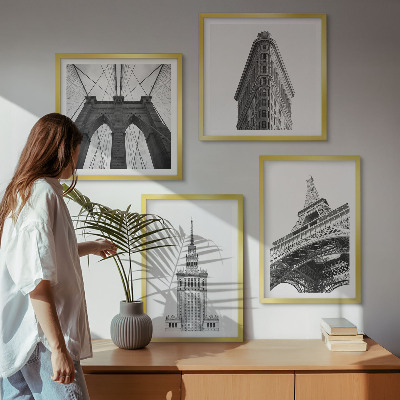 Daugiadalis paveikslas su rėmu Juodai baltas minimalizmas architektūroje
