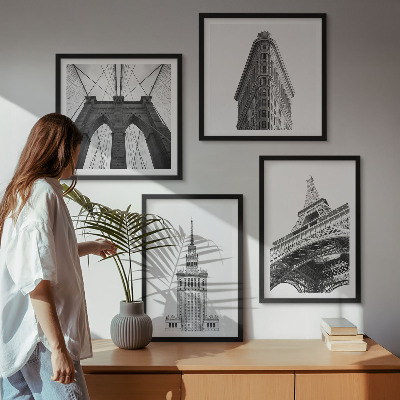 Daugiadalis paveikslas su rėmu Juodai baltas minimalizmas architektūroje