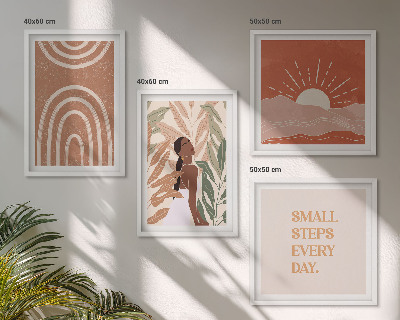 4 paveikslų rinkinys su rėmais Boho abstrakčios formos