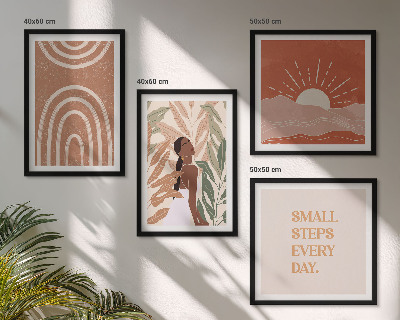 4 paveikslų rinkinys su rėmais Boho abstrakčios formos