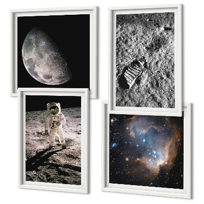 Daugiadalis paveikslas su rėmu Astronauto Mėnulio pėdsako nuotrauka