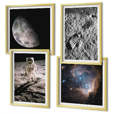 Daugiadalis paveikslas su rėmu Astronauto Mėnulio pėdsako nuotrauka