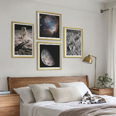 Daugiadalis paveikslas su rėmu Astronauto Mėnulio pėdsako nuotrauka