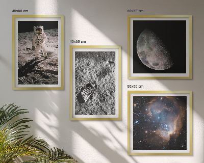 Daugiadalis paveikslas su rėmu Astronauto Mėnulio pėdsako nuotrauka
