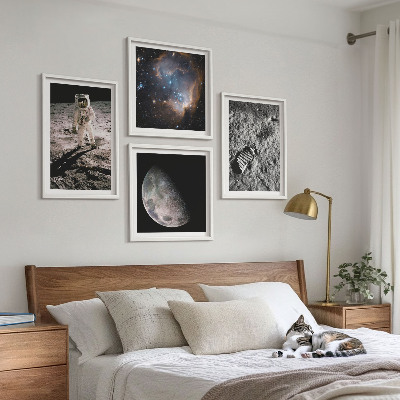 Daugiadalis paveikslas su rėmu Astronauto Mėnulio pėdsako nuotrauka