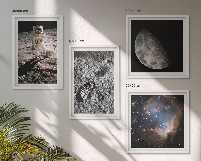 Daugiadalis paveikslas su rėmu Astronauto Mėnulio pėdsako nuotrauka
