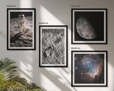Daugiadalis paveikslas su rėmu Astronauto Mėnulio pėdsako nuotrauka