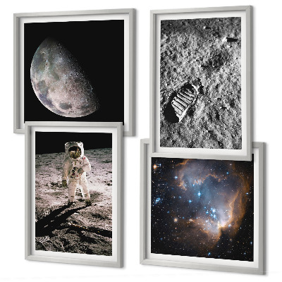 Daugiadalis paveikslas su rėmu Astronauto Mėnulio pėdsako nuotrauka