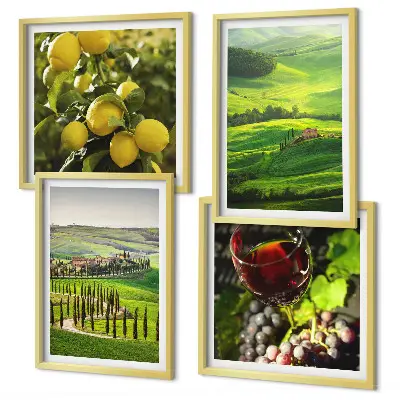 Daugiadalis paveikslas su rėmu italijos peizažai su citrusų kalvomis
