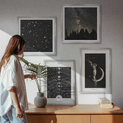 4 paveikslų rinkinys su rėmais Saulės sistemos galaktika