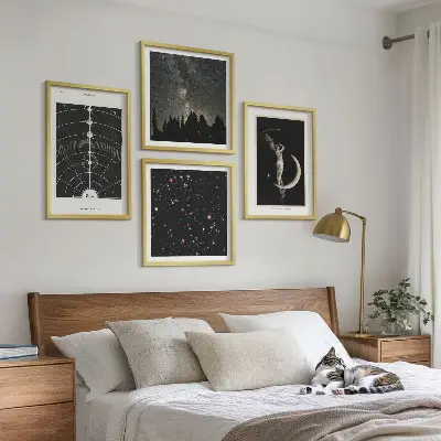 Saulės sistemos galaktika 4 paveikslų rinkinys su rėmais