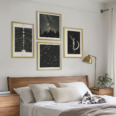 4 paveikslų rinkinys su rėmais Saulės sistemos galaktika